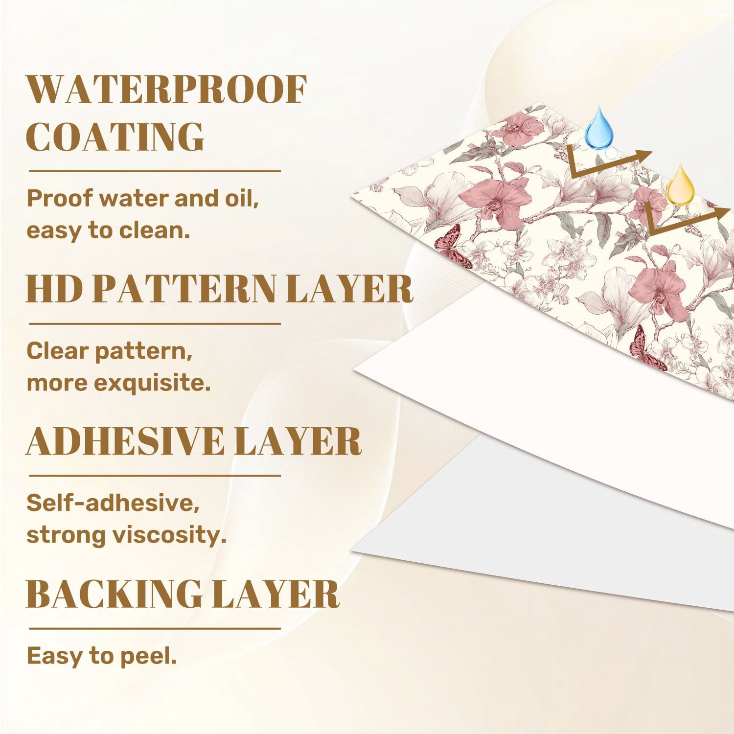 Peel and Stick Wallpaper Floral Magnolia Butterflies boho Pink Botanical Wall Mural 23.6in x 9.8ft Self Adhesive Removable Wall Paper Renter Friendly Wallpaper for Girls Women Bedroom Livingroom