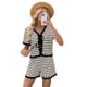 thumbnail image 1 of Conjunto de Dos Piezas para Mujer, con Rayas, Top de Corta y Pantalones Cortos, para Verano. Beige S, 1 of 10