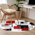 thumbnail image 4 of Round Rugs 3Ft, Red Grey Black Round Area Rug Washable Indoor Throw Carpet, Irregular Abstract Modern Geometric Small Non Slip Circle Rug for Bedroom Living Room Home Decor Aesthetic, 4 of 8