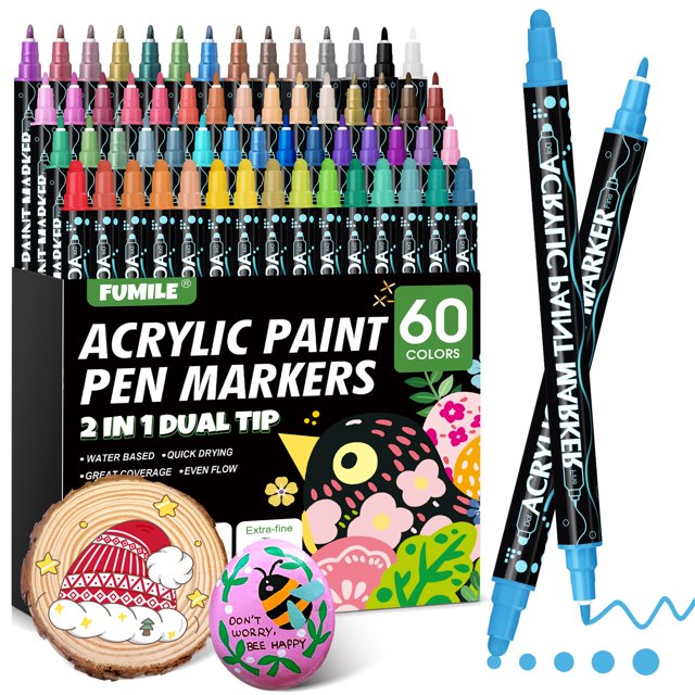 Marking Pen FUMILE Set de pintura acrílica de doble punta de 60 colores