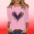 thumbnail image 4 of Mujeres Tres Cuartos de Manga Tops Día de San Valentín Impreso Suelto Cuello Redondo Suéter, Suelto Ajuste Tops para las Mujeres Vestir Fiesta Casual, 4 of 5