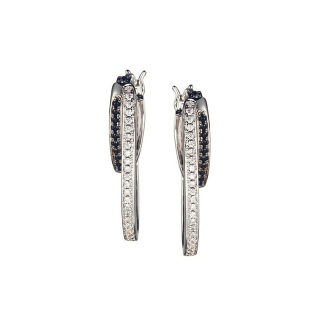 Aretes de mujer ELLE Plata de Ley 925 Zirconia Cúbica TUXEDO