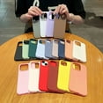thumbnail image 3 of Fashion Candy Colors Soft Phone Case for IPhone 11 12 14 13 15 Pro Max 14Plus Camera Bumper Shock Protection Matte Cover Coque dark green For iPhone 15, 3 of 6