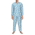 thumbnail image 3 of Yiaed Blue Popcorn Print Men’s Pajamas Set - Long Sleeve Button Down Sleep Shirt and Pajama Bottoms Sleepwear Set Mens Pjs Sets Men's Pajama Bottoms-Medium, 3 of 7