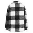 thumbnail image 4 of Plaid Jacket for Woman Fuzzy Sherpa Fleece Lined Flannel Shirt Jackets Casual Long Sleeve Button Shacket Coats (L, Black), 4 of 8