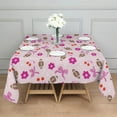 thumbnail image 3 of Pink Football and Flowers Pattern Square Tablecloth,Waterproof Square Table Cover,Wipeable Spillproof Washable Table Cover for Home Kitchen Party Decor 42"X42"(107x107cm), 3 of 6