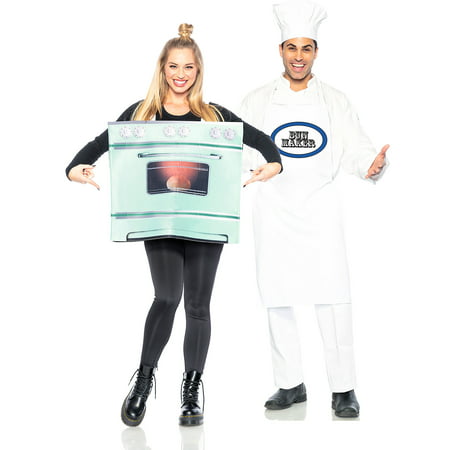 Seeing Red Chef and Bun in the Oven Couples Costumes for Adults, Standard Size, Includes an Apron and an Oven