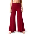 thumbnail image 2 of WULMLEO Women's Casual Comfy Solid/Tie Dye Wide Leg Palazzo Lounge Pants Wine XL, 2 of 5