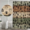 thumbnail image 4 of Polyester Fabric Sage Green Brown Shower Curtain, Farmhouse Dog Paw Vintage Waterproof Bathtub Curtain Bathroom Decor Set with Hooks 72 x 96 Inches, 4 of 6