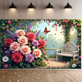 thumbnail image 5 of Pink Roses Floral Backdrop Banner for Parties Weddings Photography Events Garden Decorations, 5 of 8