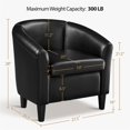 thumbnail image 5 of Yaheetech Faux Leather Barrel Chair with Curved Armrest and Removable Seat Cushion, Black, 5 of 7