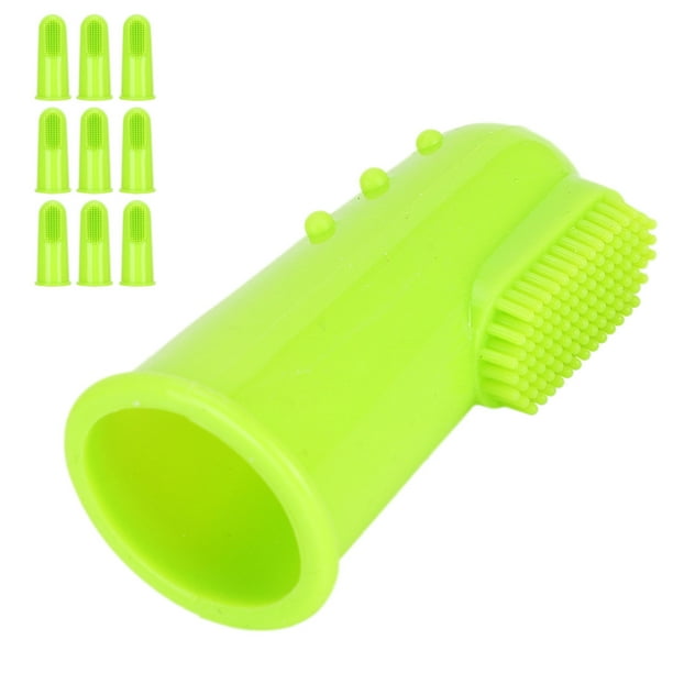 10 cepillos de dientes de silicona suave Bling Bling para mascotas color verde