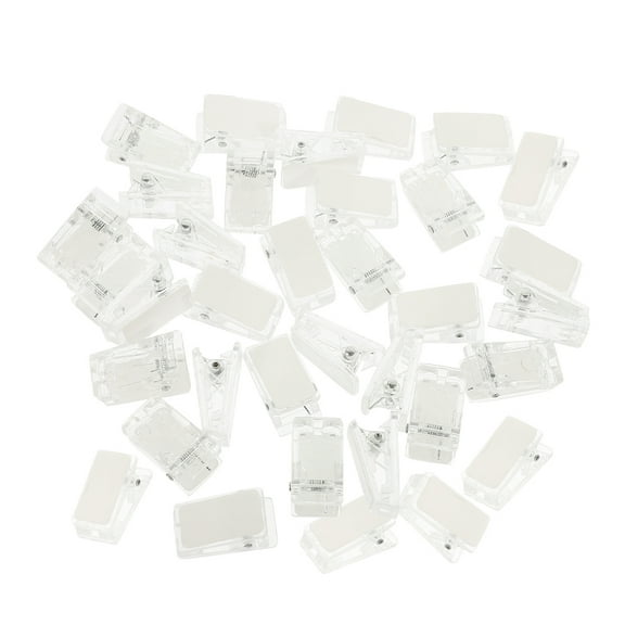 FENGGUIQU 60-Pack Transparent Plastic and Metal Spring Clips for ID Cards, Badge Holders, Self-Adhesive, and