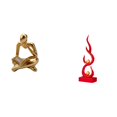 thumbnail image 1 of Estatua de resina de fuego con un pensador abstracto, decoración de mesa para sala de estar, oficina, estantería de patio, regalo, 1 of 8