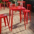 thumbnail image 3 of BizChair Commercial Grade 23.75" Square Red Metal Indoor-Outdoor Bar Height Table, 3 of 9