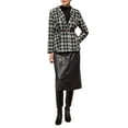 thumbnail image 2 of Women's Plaid Tweed Blazers Notched Lapel 2025 Business Casual One Button Suit Jackets S Black, 2 of 5