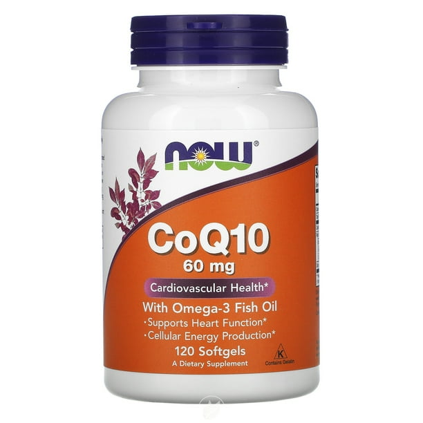 (2 Pack) NOW Supplements Coq10 60Mg With Omega3 120 Sgels