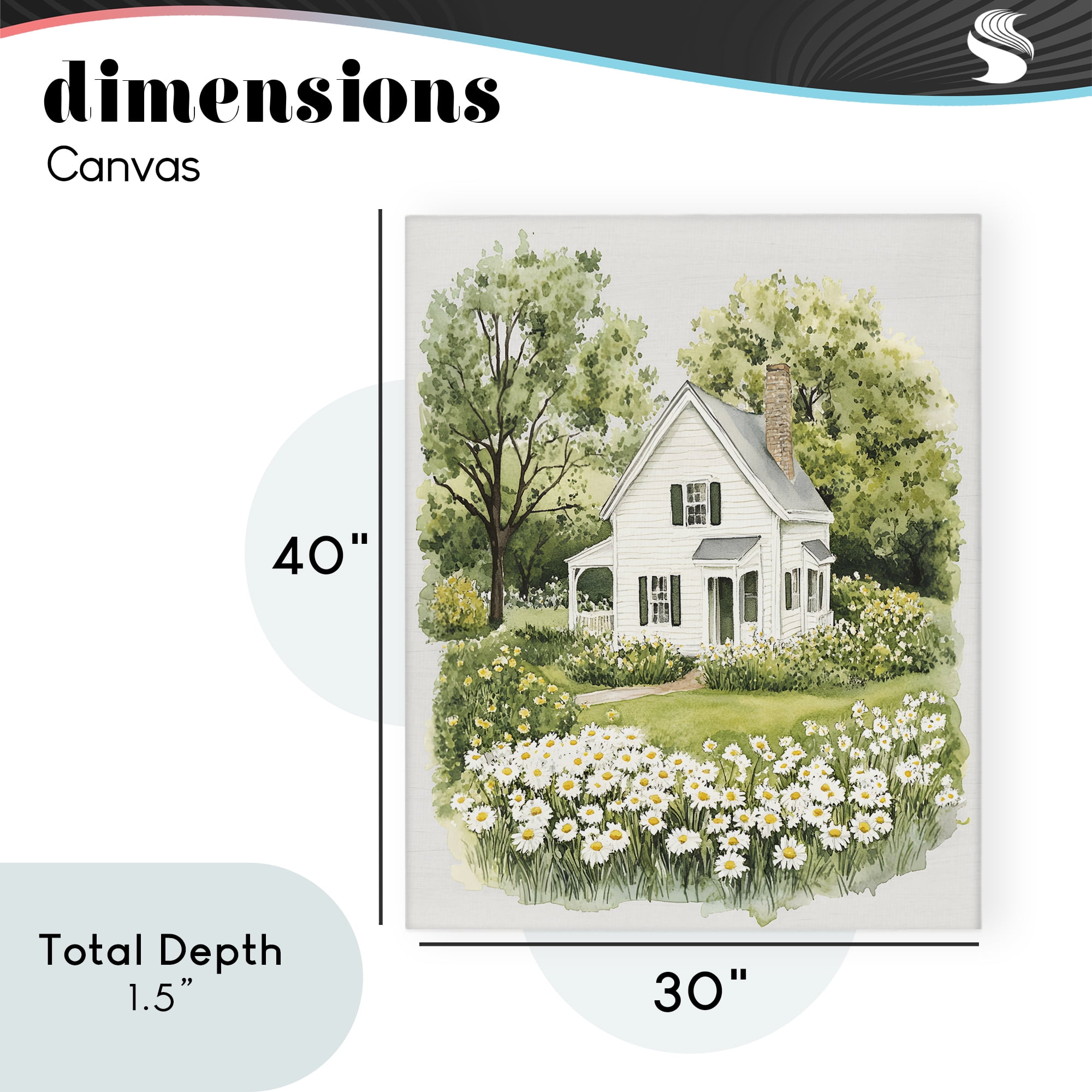 Quaint Countryside Cottage Garden Canvas Wall Art, design by Lettered and Lined