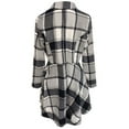 thumbnail image 4 of DHFJKG Women Plaid Cardigan Coat Slim Fit Button Front Long Sleeve Notched Collar Jacket With High Low Hem Versatile Coat, 4 of 5