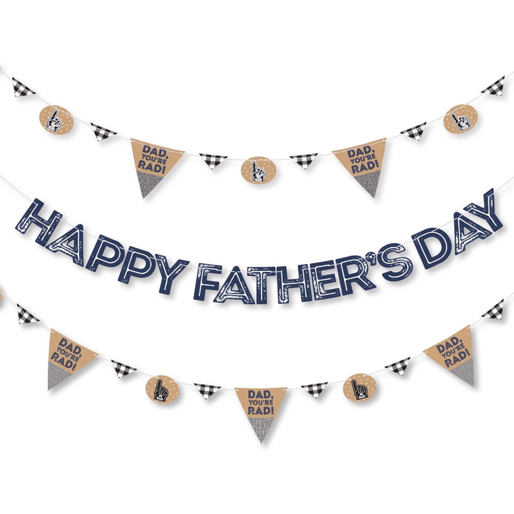 DADDY BIRTHDAY PARTY BANNER FATHER'S DAY BUNTING DECORATION BLACK AND SILVER 