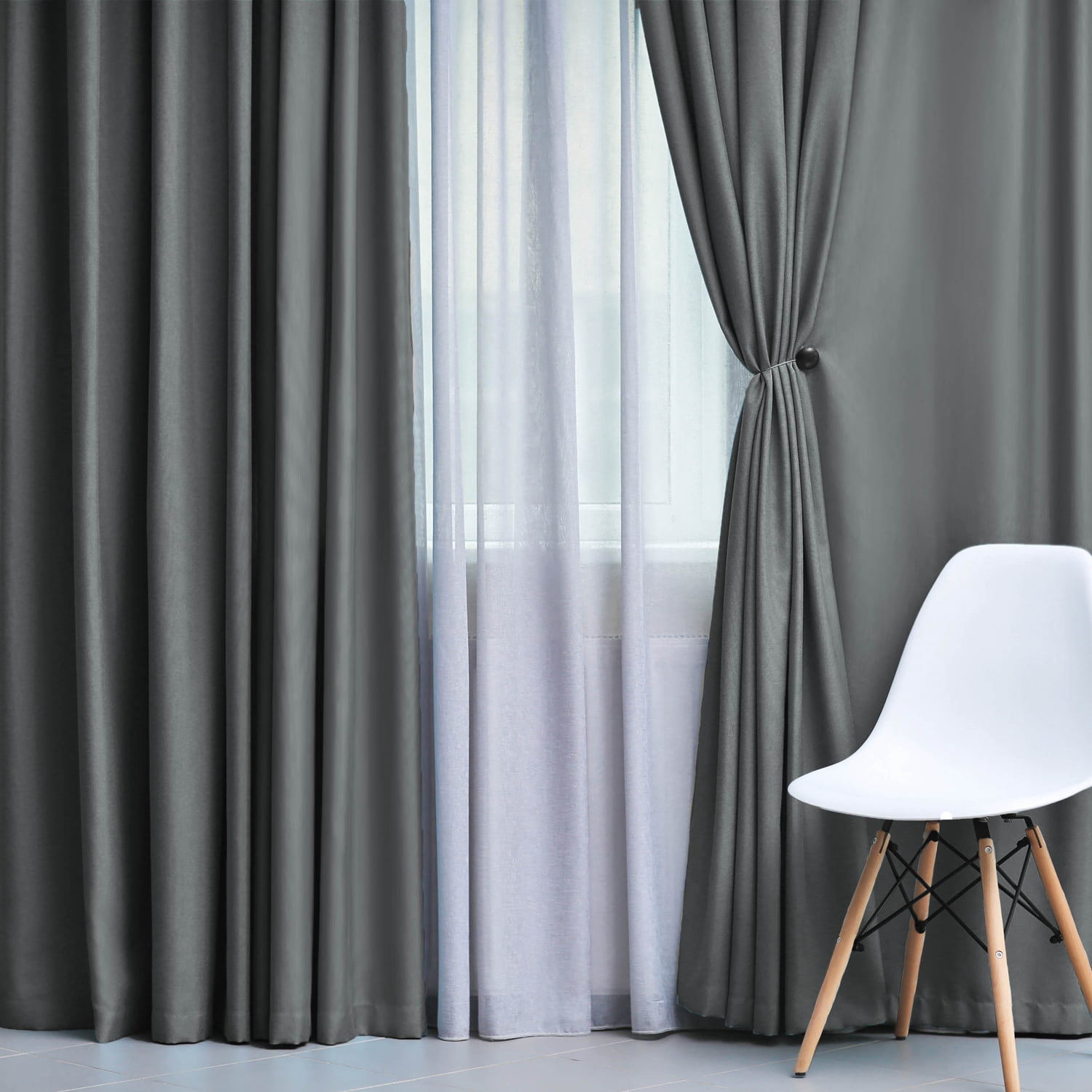 Superior Solid Blackout Curtain Set of 4, 52" x 63", Green Lily