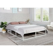 WEIKABU Modern Full Metal Queen Bed Frame with Heavy Duty Steel Slat Support, No Box Spring Needed, White