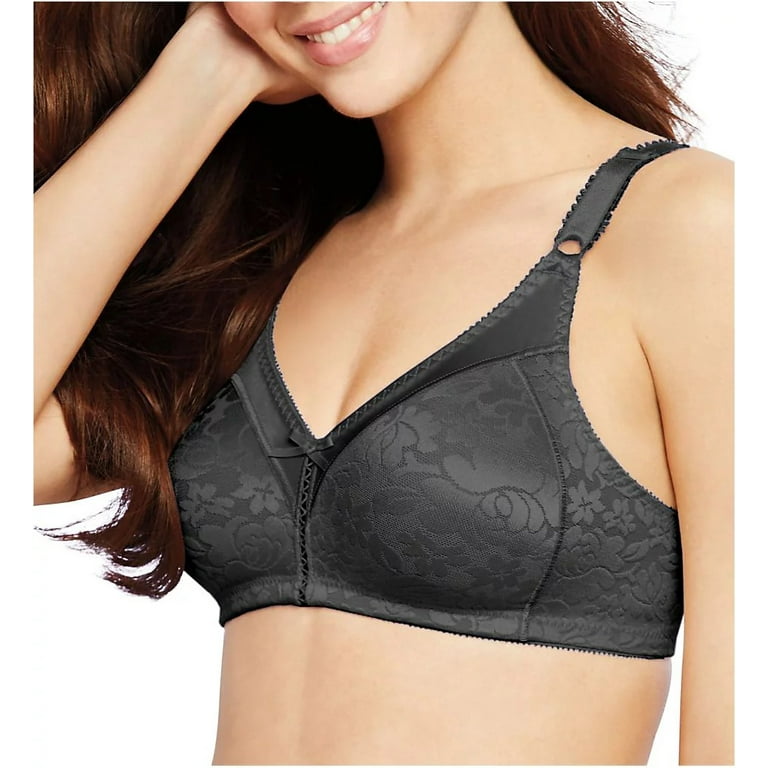 BALI Black Double Support Lace Wirefree Spa Closure Bra, US 34D