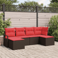 thumbnail image 1 of vidaXL 6 Piece Garden Sofa Set with Cushions Brown Poly Rattan, 1 of 4