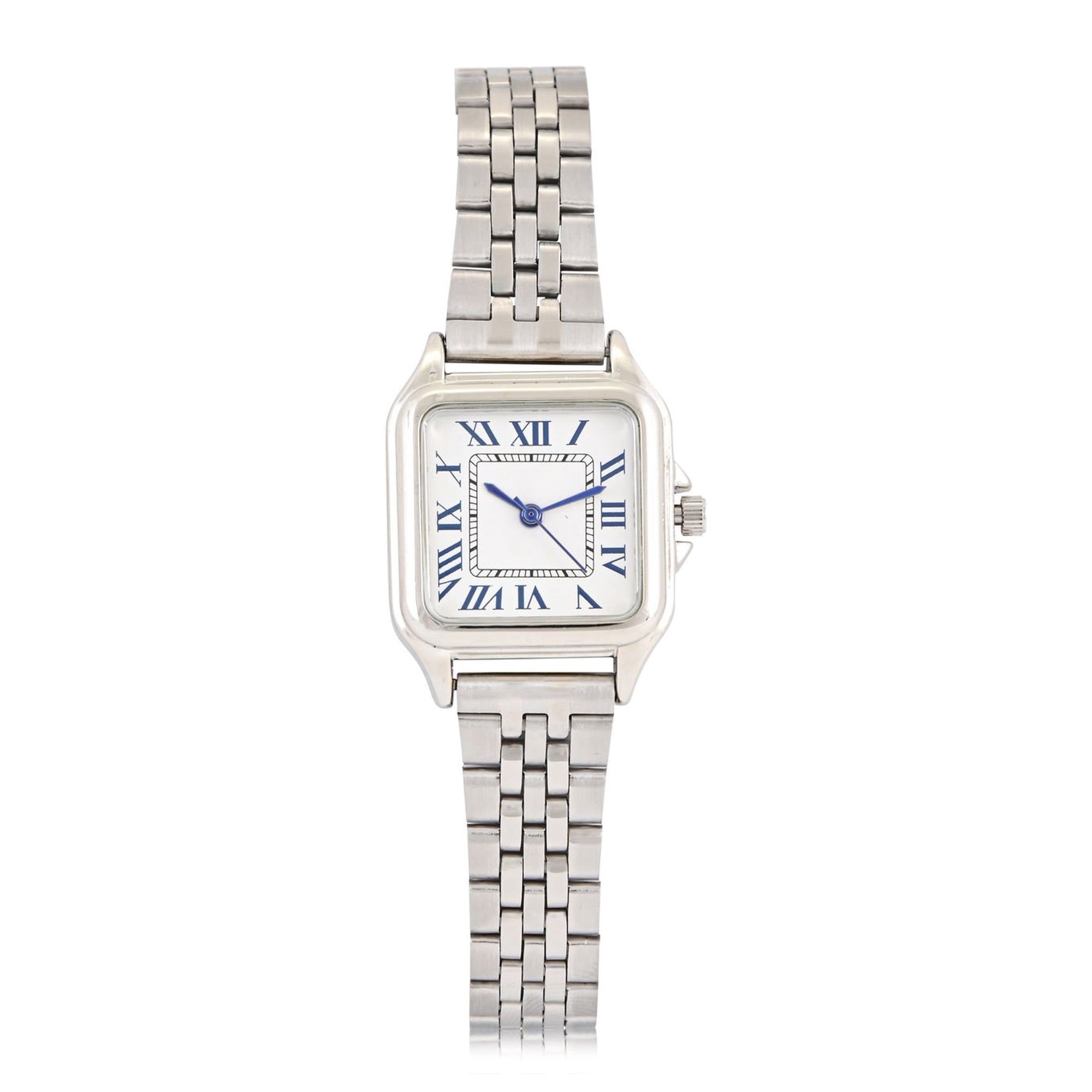 No Boundaries Adult Female Silvertone Square Case Watch with Matching Link Bracelet.