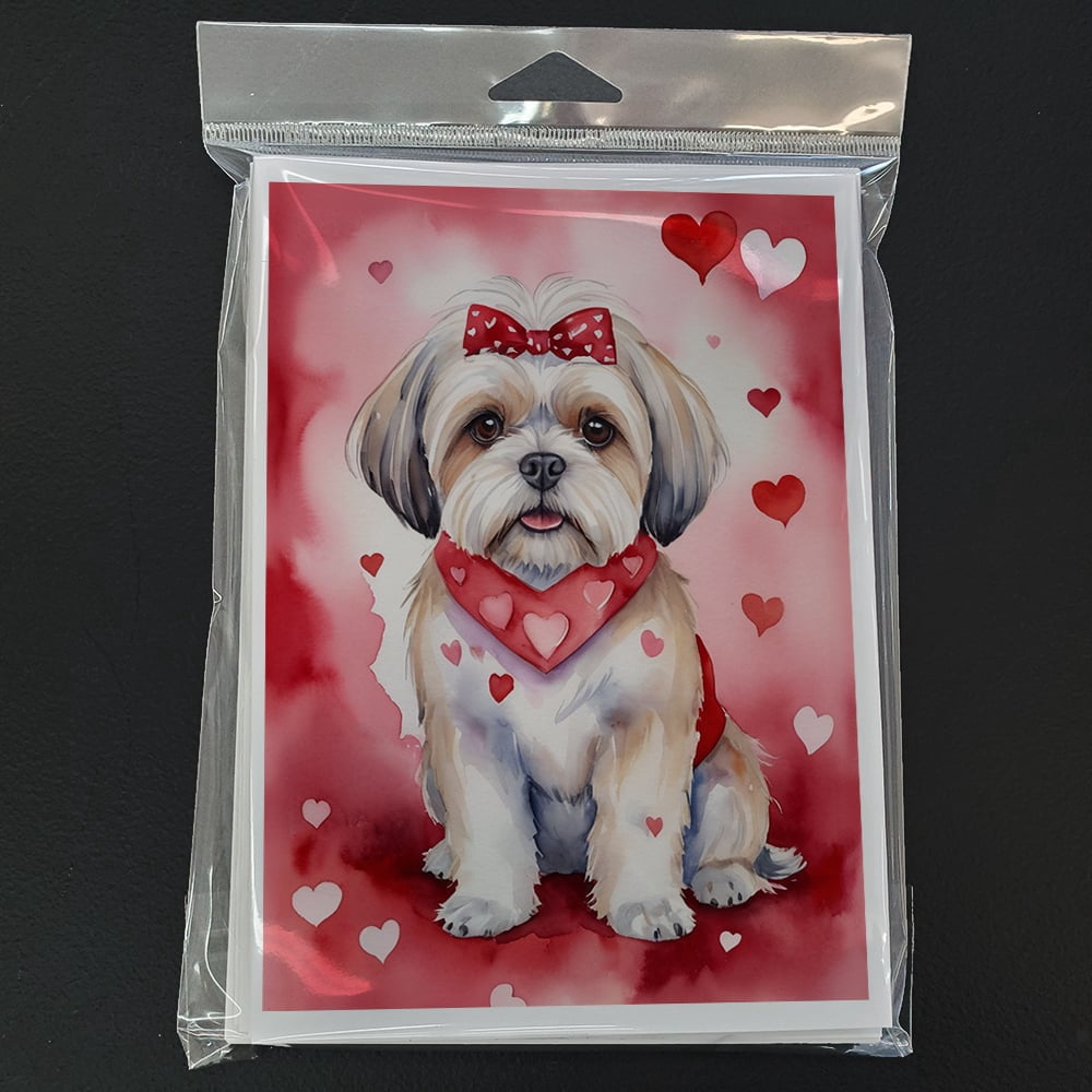 Lhasa Apso My Valentine Greeting Cards Pack of 8 7 in x 5 in