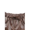thumbnail image 3 of ABPHQTO Shorts de cintura alta con cinturón de cuero PU marrón para mujer, 3 of 5