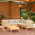 thumbnail image 1 of vidaXL 6 Piece Garden Lounge Set with Cream Cushions Solid Pinewood, 1 of 5