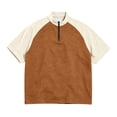 thumbnail image 2 of Hearthz S-4XL Men's 1/4 Zip Raglan Mens Short Sleeve Shirts Color Block Stand Collar Pullover Soft Cuffed Sleeve Contrast Colors Mens Workout Shirts, 2 of 5