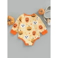 thumbnail image 2 of Mono De Manga Larga Con Estampado De Calabaza Y Estrellas Para BebéS Y NiñAs De Halloween XBTCLXEBCO Amarillo;6-9 Meses, 2 of 6