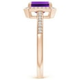 thumbnail image 3 of ANGARA Natural Emerald-Cut Amethyst Engagement Ring with Diamond Halo in 14K Rose Gold for Women (Size-7x5mm) | February Birthstone, Anniversary, Jewelry Gift for Women | Natural Amethyst Ring, 3 of 9