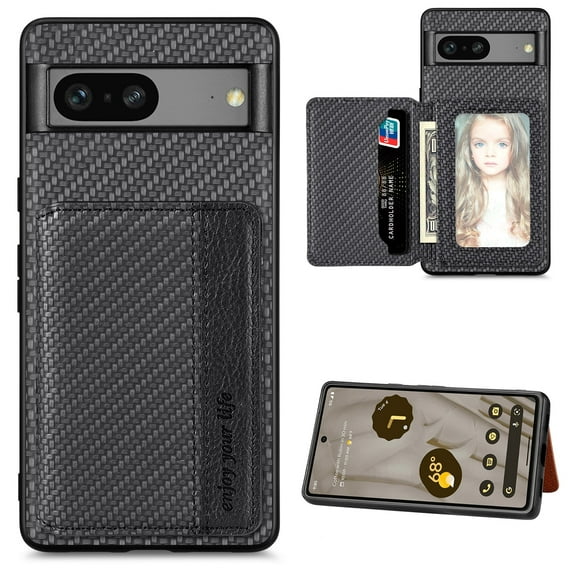 Card Holder Wallet Case for Google Pixel 8 Pro, Premium PU Leather Slim Fit Cash Pocket Shockproof Wallet Phone Case Cover for Google Pixel 8 Pro 6.7" - Black