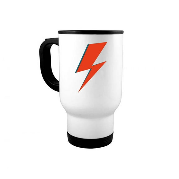 Ziggy Stardust Mug, David Bowie Lightening Bolt, Bowie Mug, 90's Punk Rock, 14oz Travel Mug, Punk Rock, Bowie Gift, Gift For Him, Music Mug, White
