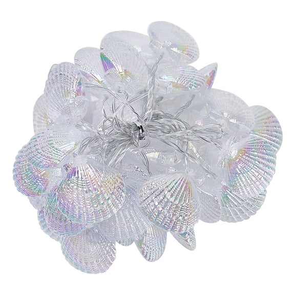 LanSuare Battery Seashell String Lights, Warm White LED Decor, Coastal Theme for Beach Parties, Bedroom Ambiance, Wedding Decorations
