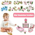 thumbnail image 2 of LEEYNEER Colorful Wooden Doll House Furniture Room Set Wood Miniature, 2 of 8