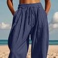 thumbnail image 6 of Harem Pants Women Spring Summer Elastic Waist Loose Fit Lightweight Beach Pants Trousers with Pockets, 6 of 9