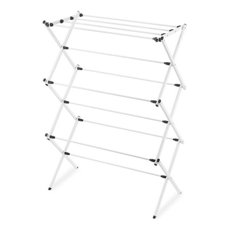Whitmor Folding Metal Drying Rack for Lingerie, Sweater, Shirts, White