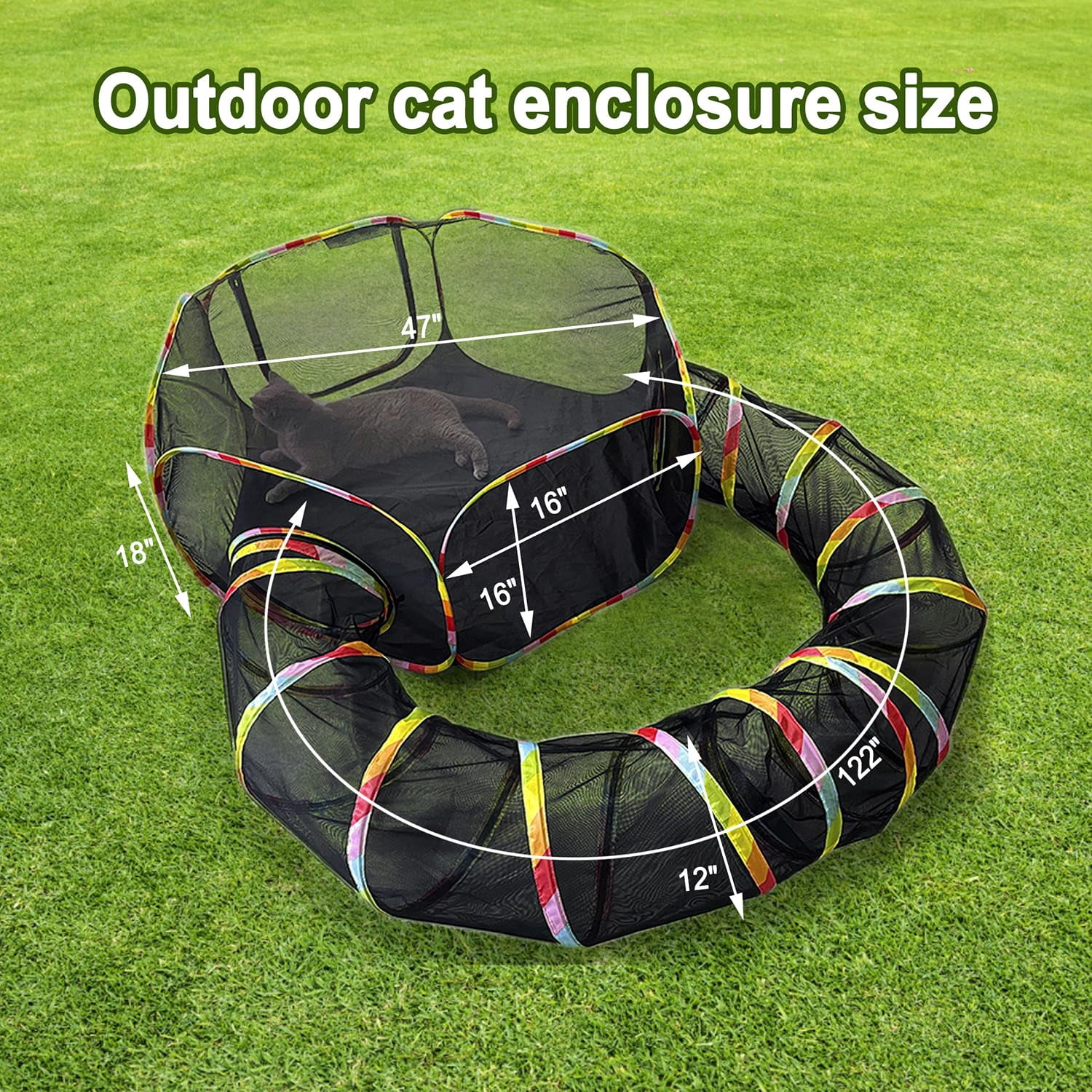 Outdoor Cat Enclosure  Portable Tents For Outside Cage Free Playpen Pet Tunnel Playground Indoor Cats & Small Animals
