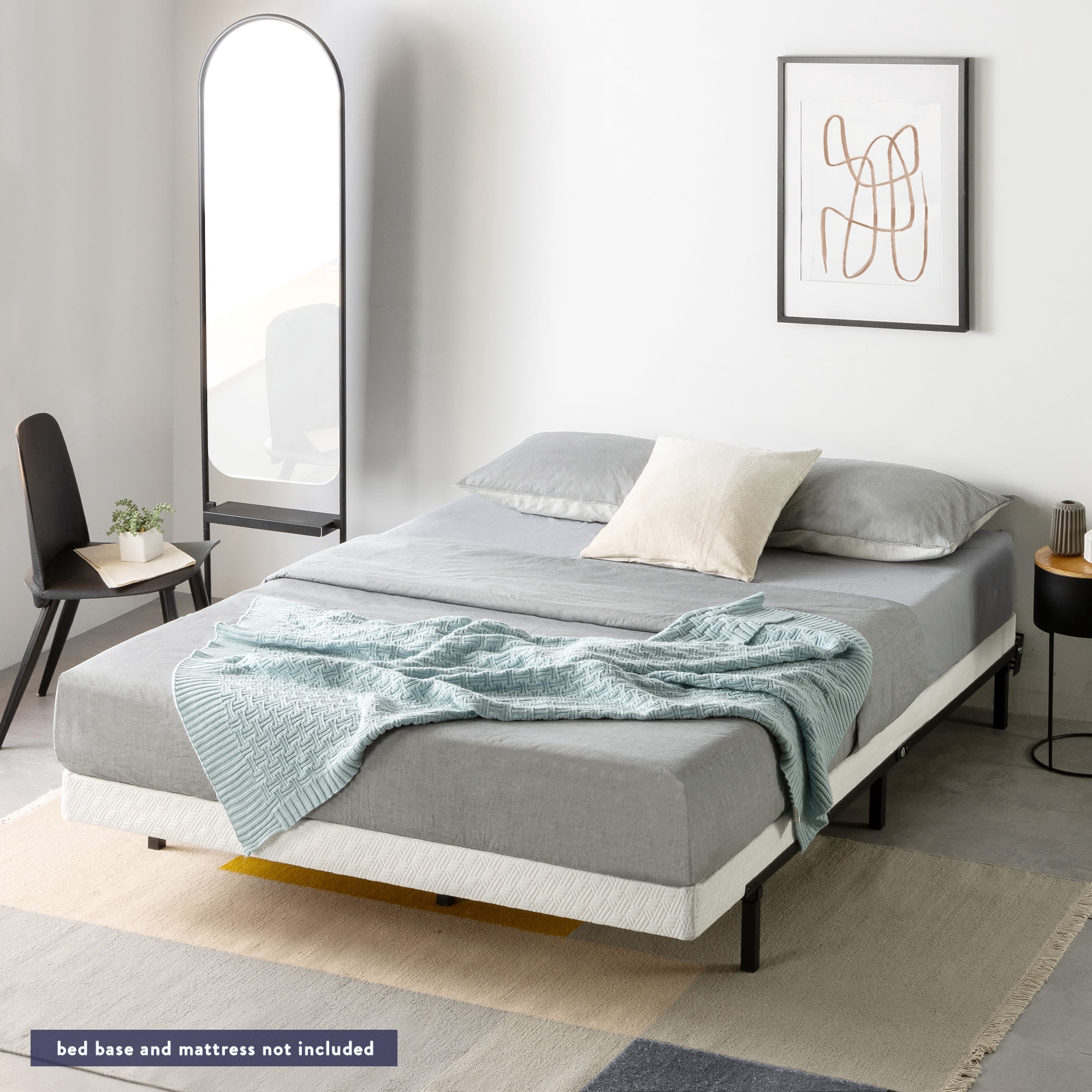 Best Price Mattress 4" Metal Box Spring Mattress Support with Wood Slats, Twin
