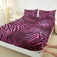thumbnail image 3 of Homewish Zebra Print Twin Sheet Sets,Safari Animal Twin Fitted Sheet,Black Pink Ombre Flat Sheet For Girl Boys,Super Cozy Room Decor,3 Pieces, 3 of 7