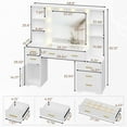 thumbnail image 7 of Aunfebrco White Vanity Desk Makeup Vanity Table with Mirror and Lights and Charging Station, Large Dressing Table with Storage Cabinet&6 Drawers&4 Storage Shelves for Bedroom, 7 of 7