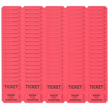 CCOCC 2026 New 200Pcs Red Raffle Tickets for Various Events and Decor Amusement Park Fun in Paper
