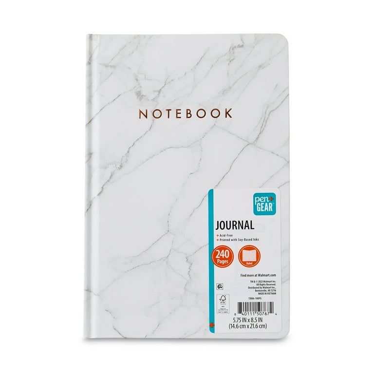 Pen + Gear Foil Stamped, Marble Book Bound Journal, 240