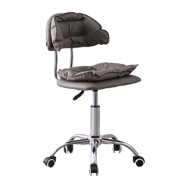 Taburete giratorio moderno para salón de belleza con ruedas y respaldo ajustable en altura. Gris oscuro