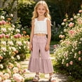 thumbnail image 6 of OGLCCG Girls Summer Outfit Sleeveless Lace Crop Tank Tops and Wide Leg Ruffle Pants Cute 2 Piece Clothing Set 2-8 Years, 6 of 9