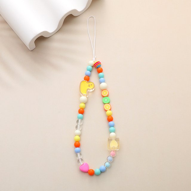 Cadena para teléfono móvil con forma de oso de dibujos animados de color caramelo, cadena colgante para teléfono móvil, cadena cuadrada galvanizada a cuadros